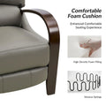 Set of 2 Alex Mid Century Modern Genuine Leather Manual Recliners with Curved Wooden Arms
